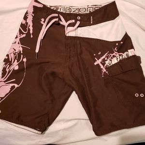 Rip zone board shorts brown with pink accents S